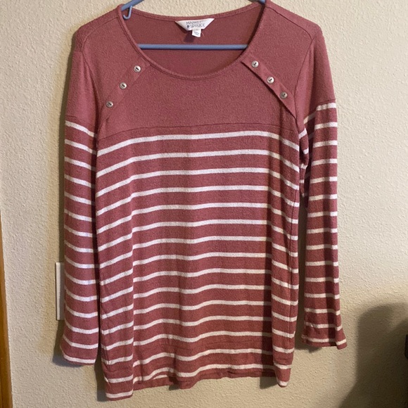 Market & Spruce striped thin sweater with buttons size small - Picture 1 of 5